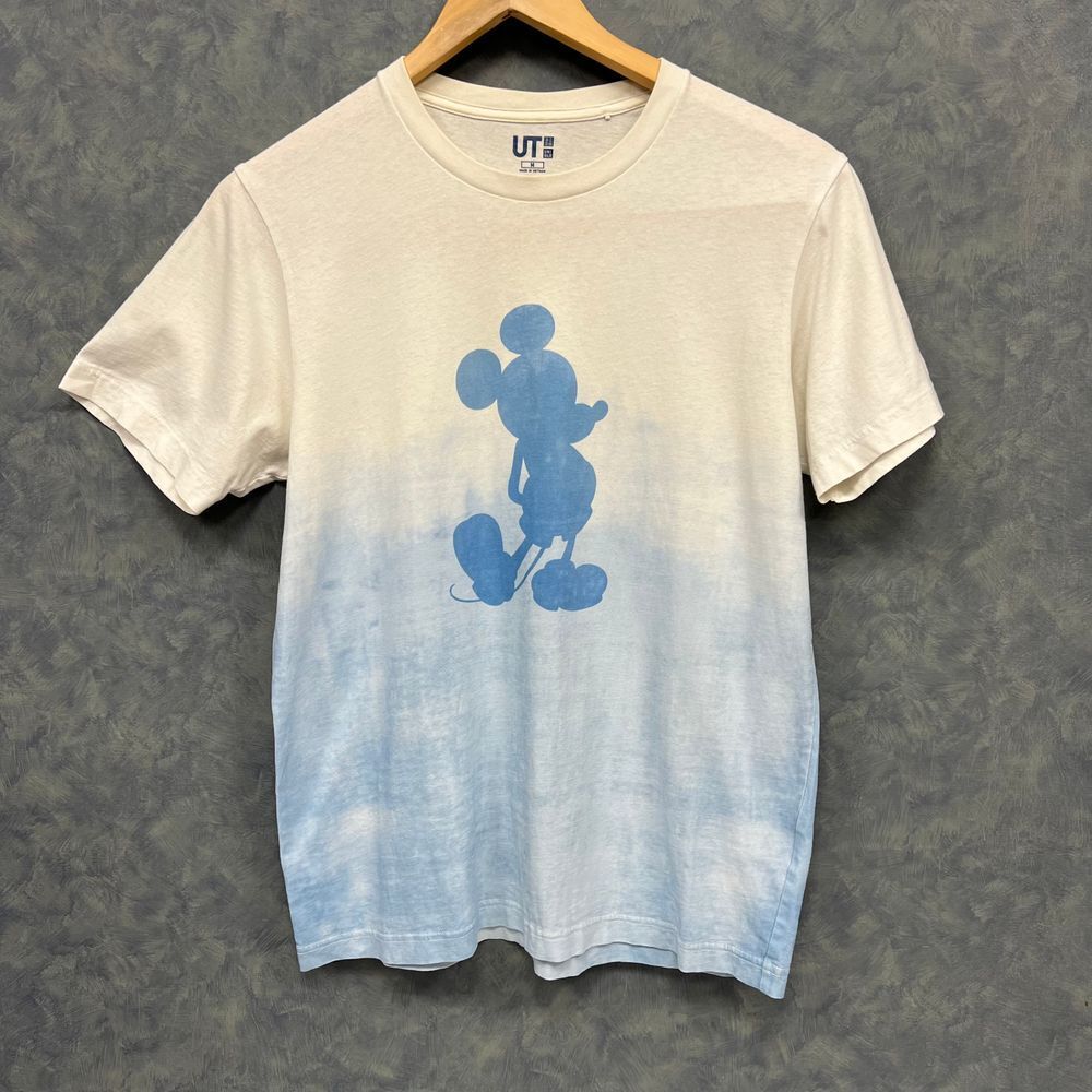 Uniqlo‎ Disney Mickey Mouse Ombre Tie Dye Graphic T-Shirt Blue White Medium M